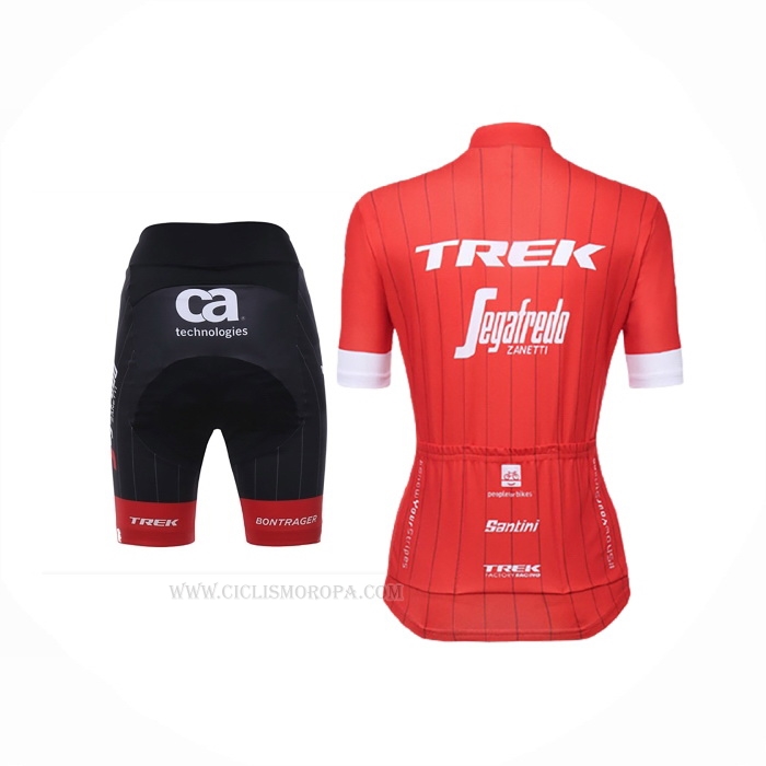 2018 Ropa Ciclismo Mujer Trek Segafredo Rojo Mangas Corta y Culotte Corto