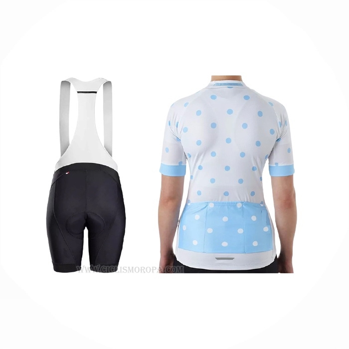 2021 Ropa Ciclismo Mujer Trek Blanco Azul Claro Mangas Corta y Culotte Corto