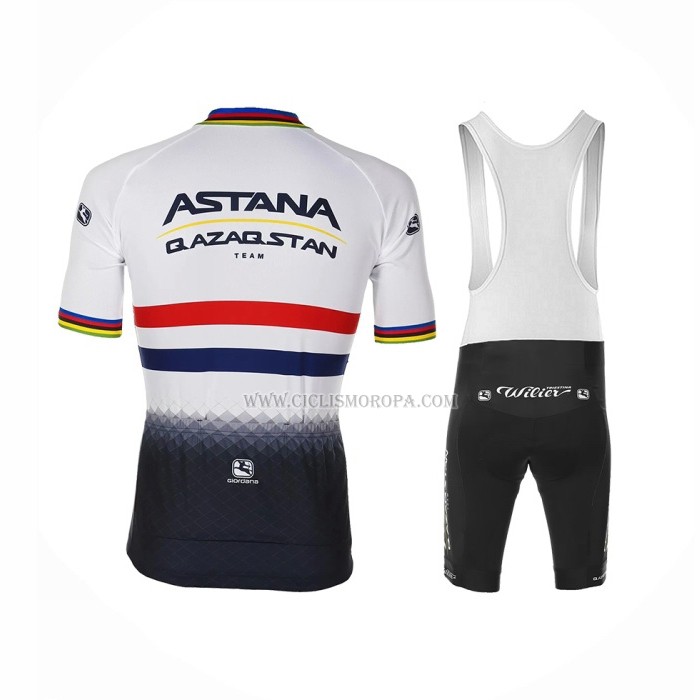 2023 Ropa Ciclismo AStana Blanco Azul Mangas Cortas y Culotte Corto